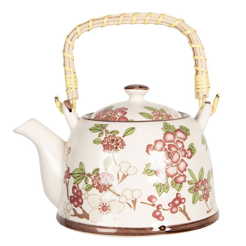 Beige met bloemen Keramische Theepot met Filter -  - Djuusje&